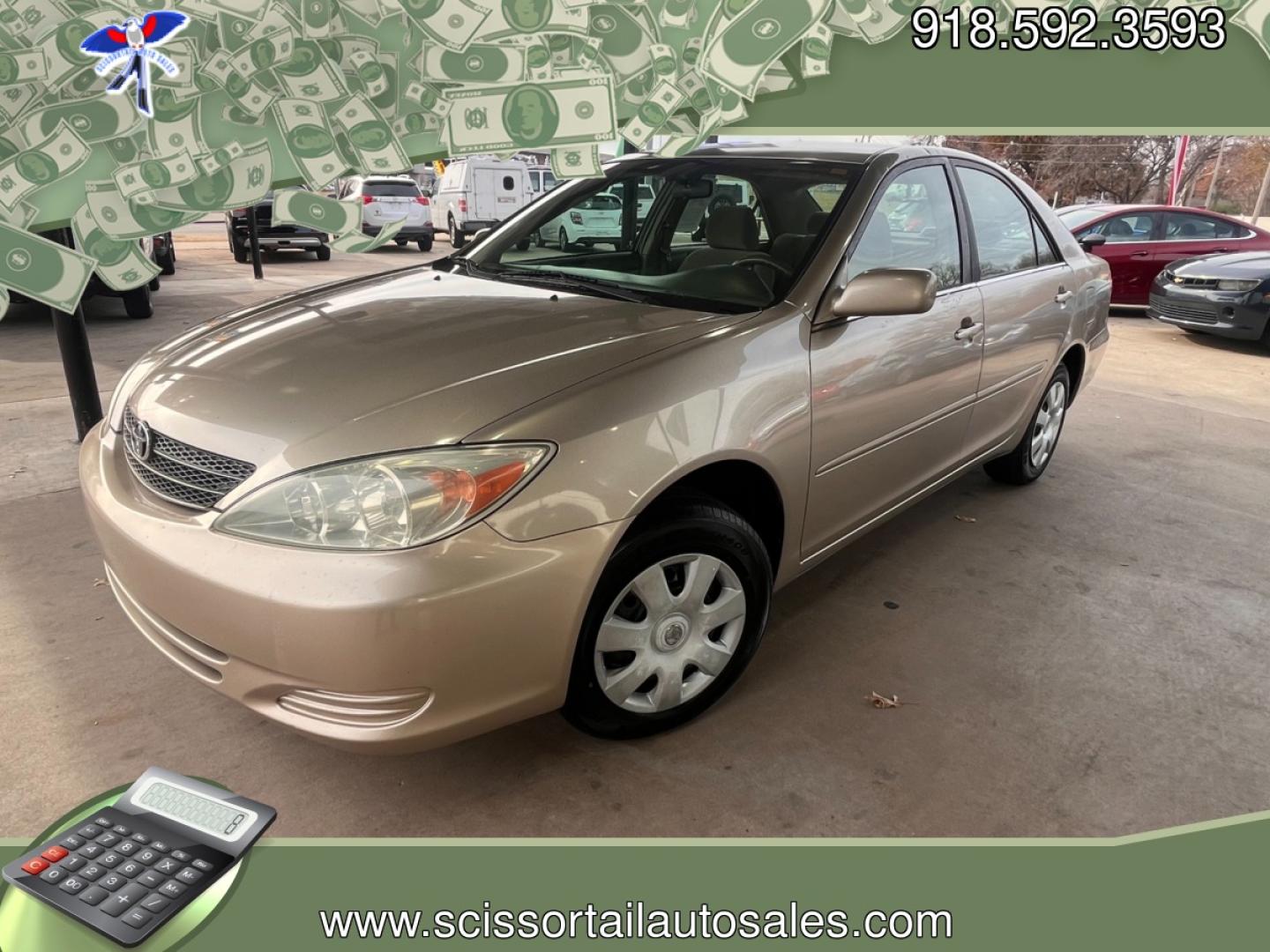 2003 GOLD TOYOTA CAMRY LE (4T1BE32K23U) with an 2.4L L4 DOHC 16V engine, located at 8101 E. Skelly Dr., Tulsa, OK, 74129, (918) 592-3593, 36.121891, -95.888802 - Photo#0